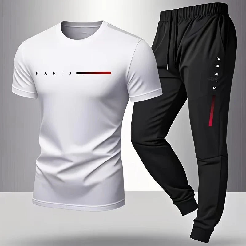 Men's Letter Print Two-Piece Set