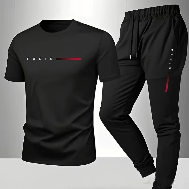 Men's Letter Print Two-Piece Set