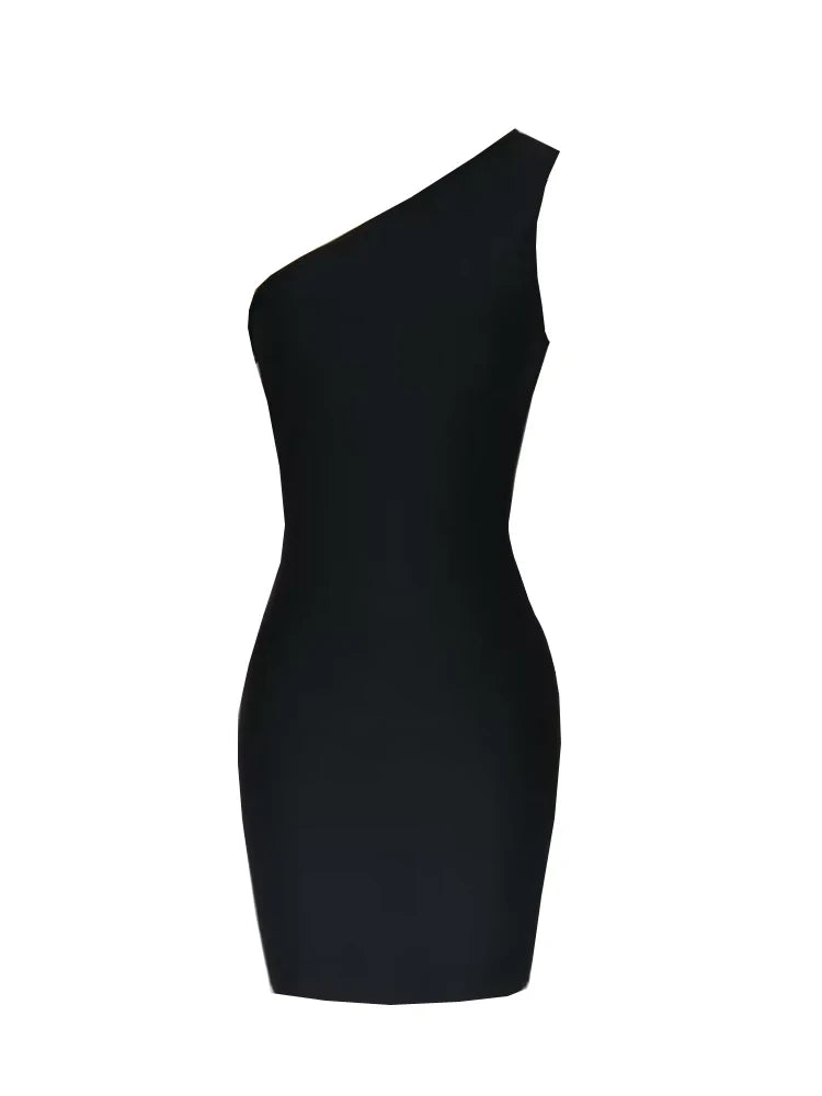 Black One Shoulder Mini Dress