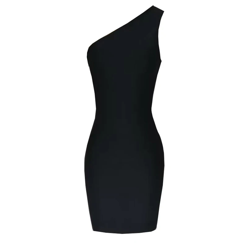 Black One Shoulder Mini Dress
