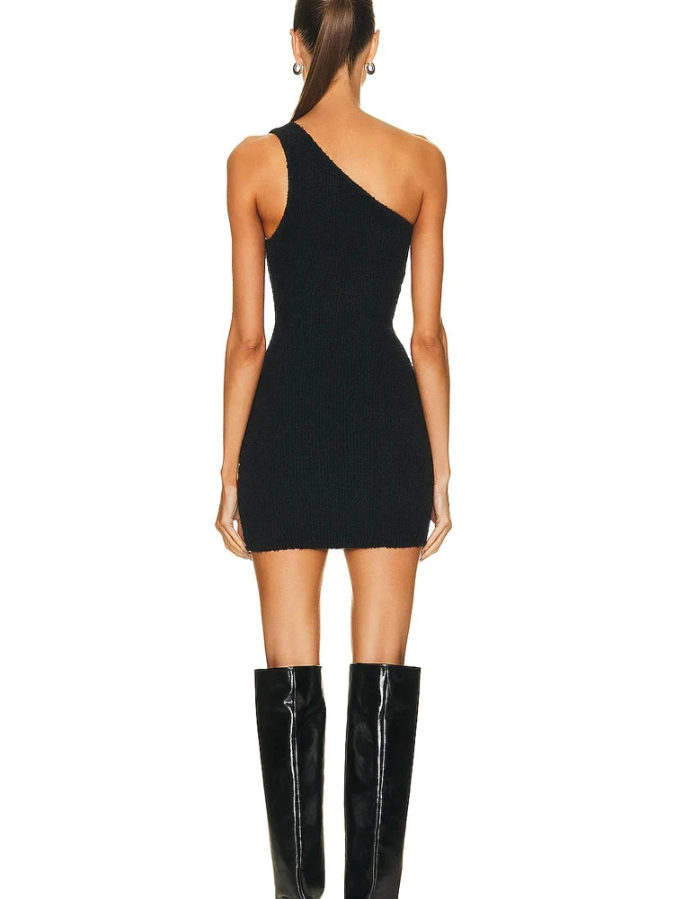 Black One Shoulder Mini Dress