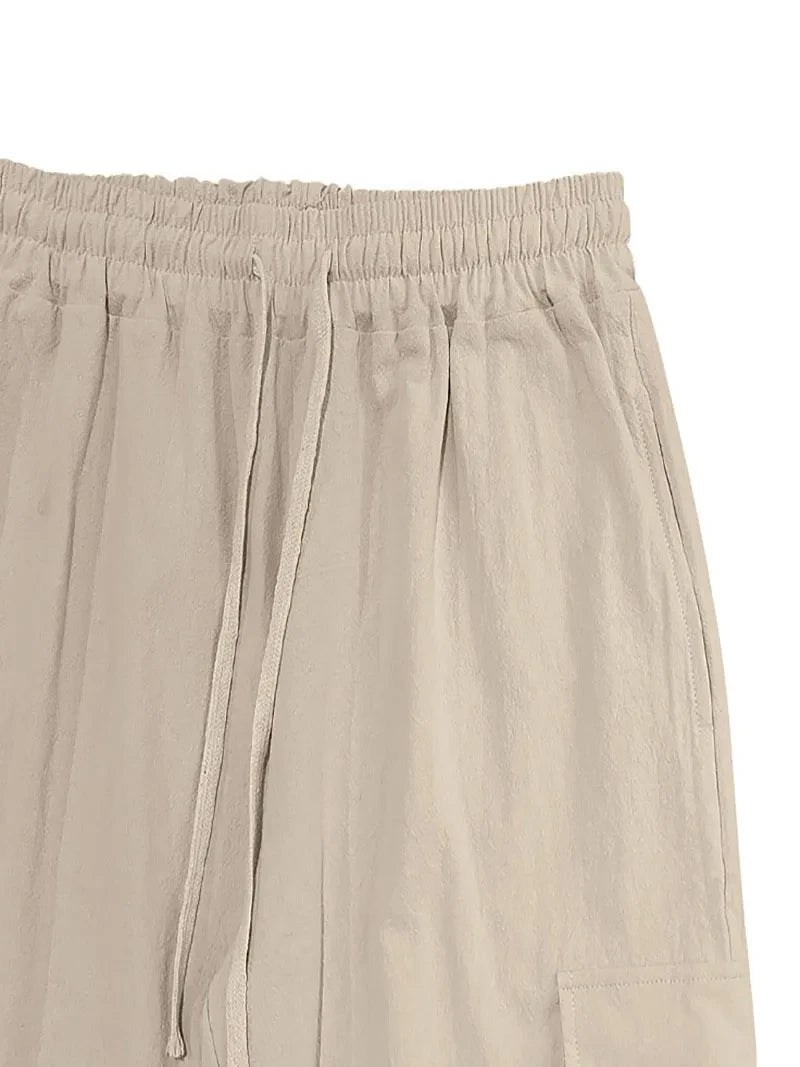 Men's Cotton Linen Cargo Joggers