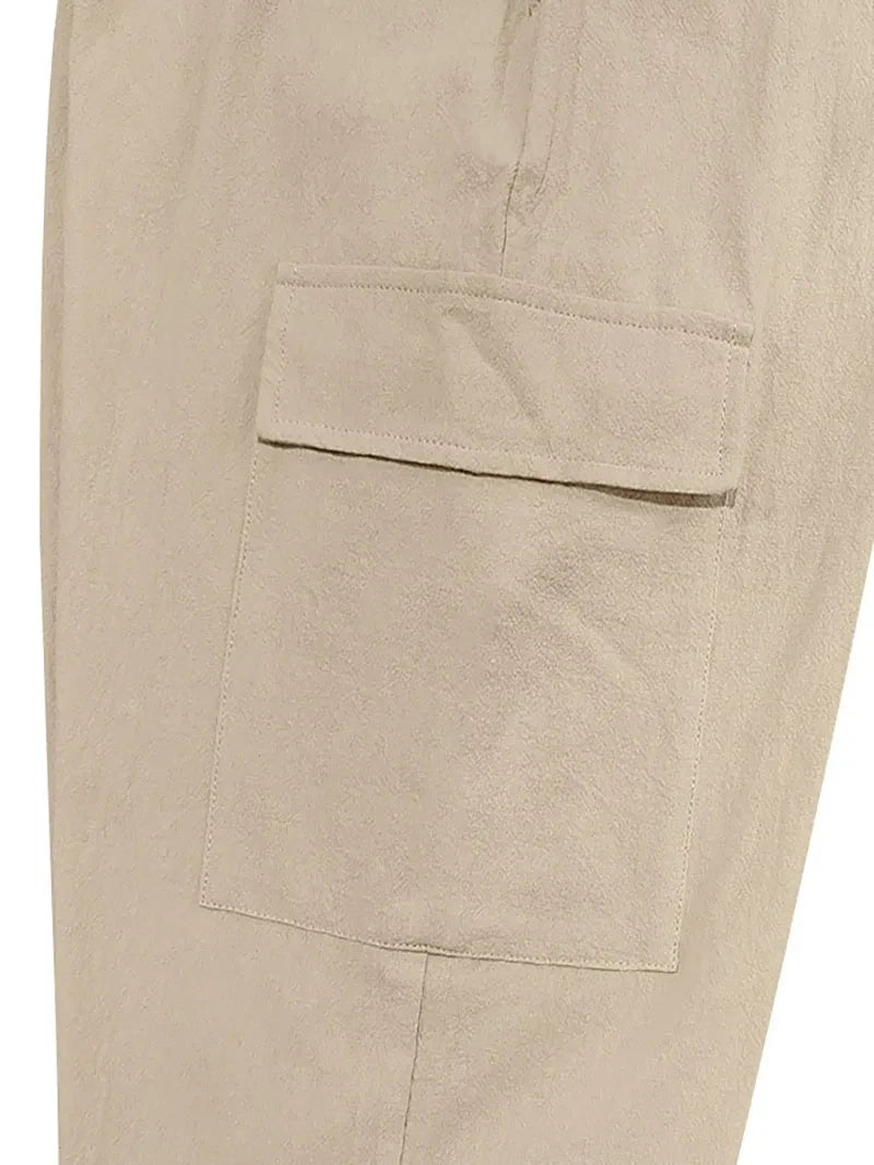 Men's Cotton Linen Cargo Joggers